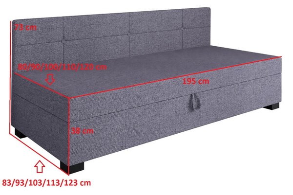 Jednolůžková postel 120x195 LEJLA BIZ 2 s úložným prostorem - tmavá hnědá
