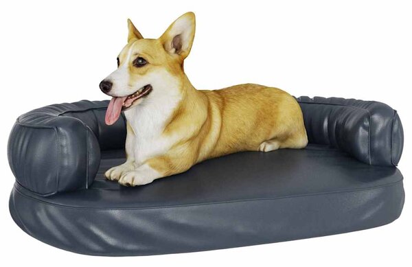 Ergonomický molitanový pelíšek pro psy modrý 88x65cm umělá kůže 171315