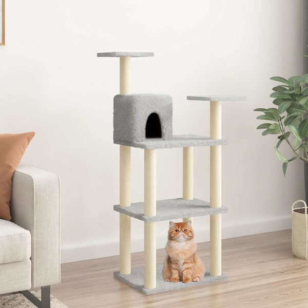 Škrabadlo pro kočky se sisalovými sloupky světle šedé 118,5 cm 171428