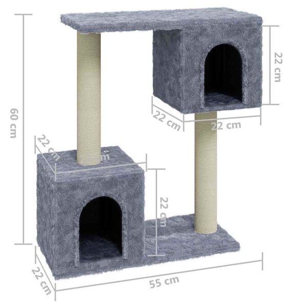 Škrabadlo pro kočky se sisalovými sloupky světle šedé 60 cm 171431