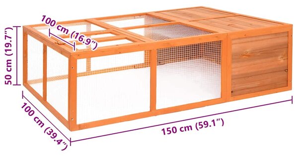 Zahradní klec pro zvířata 150 x 100 x 50 cm masivní jedle 171452