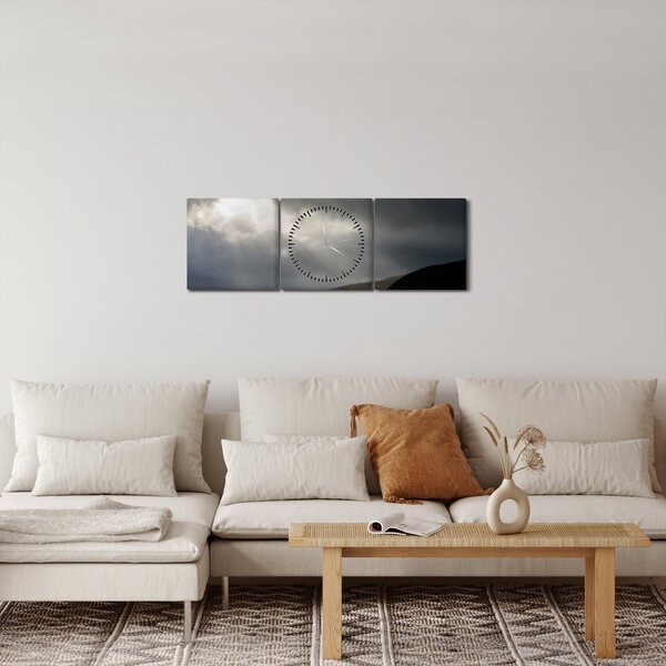 Obraz blížící se bouřky (s hodinami) (90x30 cm)