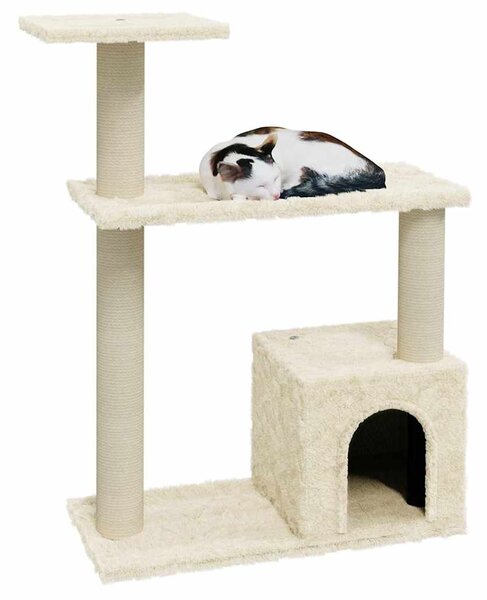 Škrabadlo pro kočky se sisalovými sloupky krémové 70 cm 171433