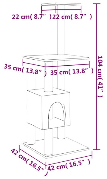 Škrabadlo pro kočky se sisalovými sloupky krémové 104 cm 171469