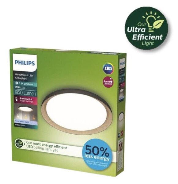 Philips UltraEfficient 8720169301115 Pebblo stropní svítidlo D320mm LED 10W/1950lm 4000K černá, béžová, SceneSwitch