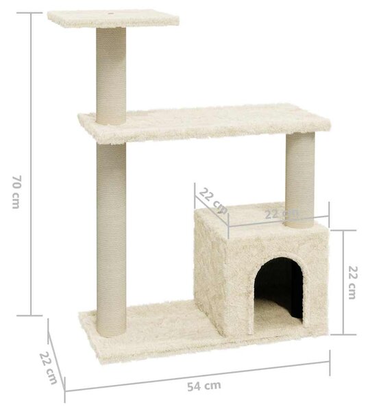 Škrabadlo pro kočky se sisalovými sloupky krémové 70 cm 171433