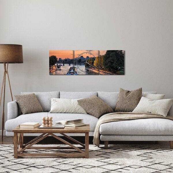 Obraz - loď na vyhlídkové plavbě (s hodinami) (90x30 cm)