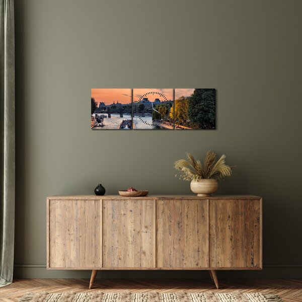 Obraz - loď na vyhlídkové plavbě (s hodinami) (90x30 cm)