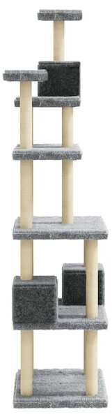 Škrabadlo pro kočky se sisalovými sloupky světle šedé 188 cm 171489