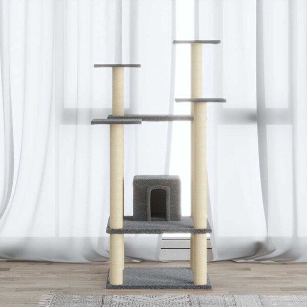 Škrabadlo pro kočky se sisalovými sloupky světle šedé 110 cm 171480