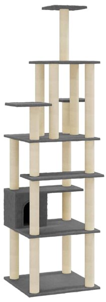 Škrabadlo pro kočky se sisalovými sloupky tmavě šedé 183 cm 171484