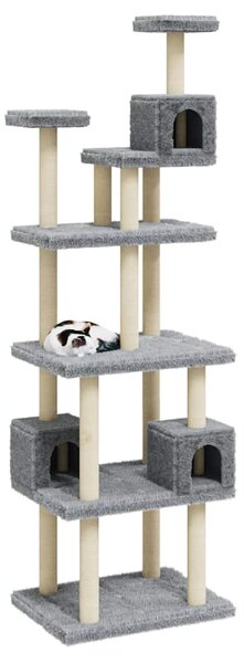 Škrabadlo pro kočky se sisalovými sloupky světle šedé 188 cm 171489