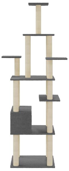 Škrabadlo pro kočky se sisalovými sloupky tmavě šedé 183 cm 171484