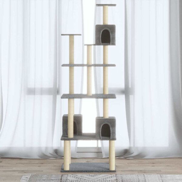 Škrabadlo pro kočky se sisalovými sloupky světle šedé 188 cm 171489