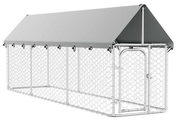 Venkovní psí kotec se střechou 400 x 100 x 150 cm 171497