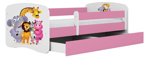 Kocot kids Dětská postel Babydreams ZOO růžová, varianta 70x140, bez šuplíků, bez matrace