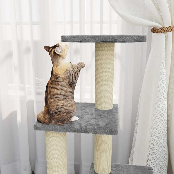 Škrabadlo pro kočky se sisalovými sloupky světle šedé 92 cm 171513