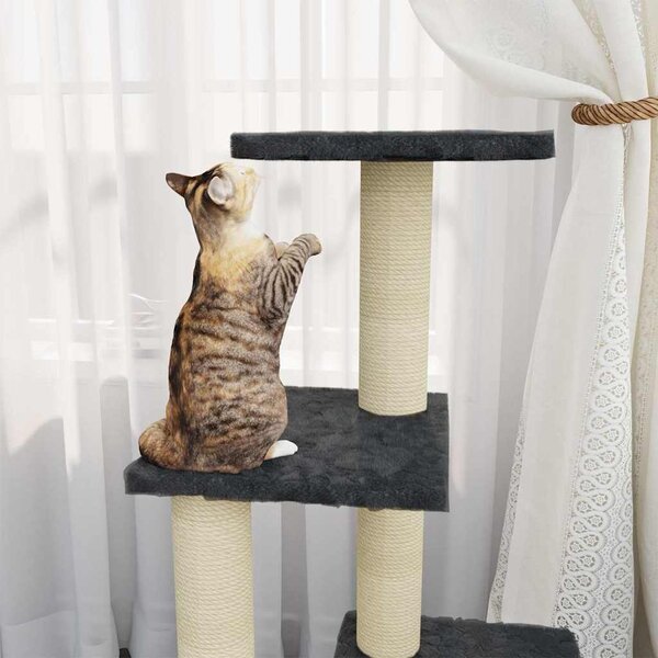 Škrabadlo pro kočky se sisalovými sloupky tmavě šedé 92 cm 171514