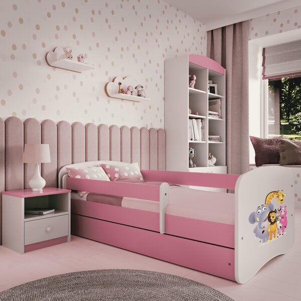 Kocot kids Dětská postel Babydreams ZOO růžová, varianta 70x140, bez šuplíků, bez matrace
