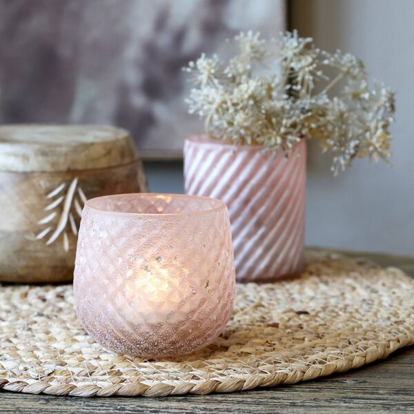 Skleněný svícen na čajovou svíčku Pattern/Antique Rose