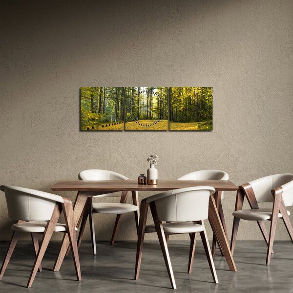 Obraz - les na podzim (s hodinami) (90x30 cm)