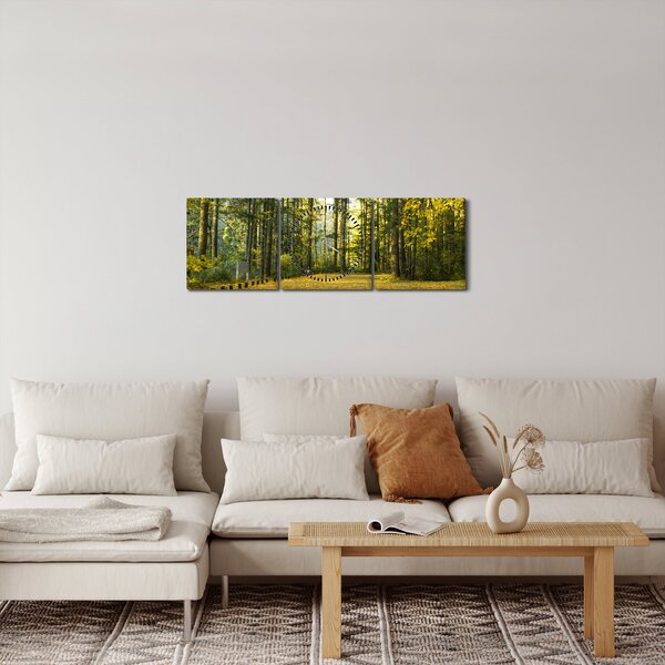 Obraz - les na podzim (s hodinami) (90x30 cm)