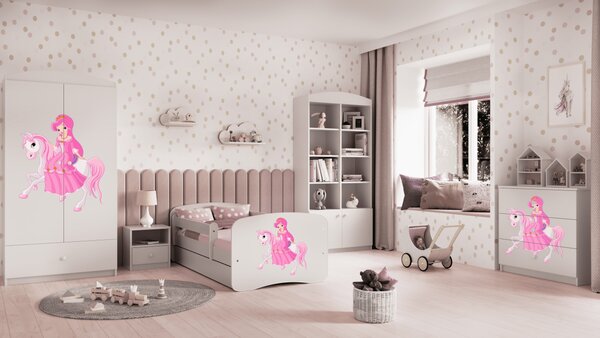 Kocot kids Dětská postel Babydreams princezna na koni bílá, varianta 70x140, bez šuplíků, bez matrace