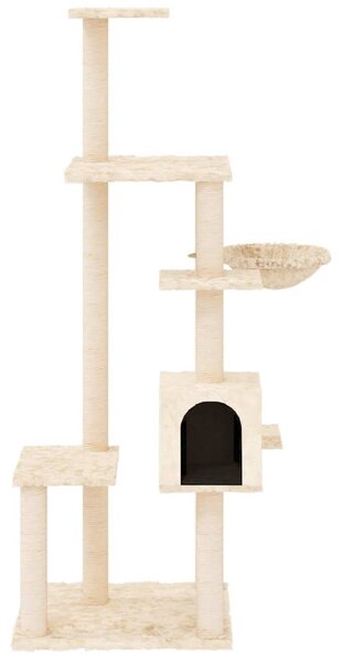 Škrabadlo pro kočky se sisalovými sloupky krémové 142 cm 171591