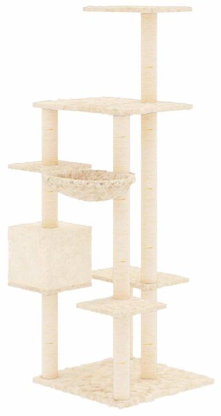 Škrabadlo pro kočky se sisalovými sloupky krémové 142 cm 171591
