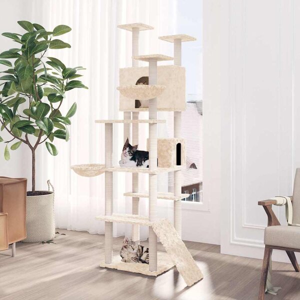 Škrabadlo pro kočky se sisalovými sloupky krémové 191 cm 171594