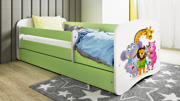 Kocot kids Dětská postel Babydreams ZOO zelená, varianta 70x140, bez šuplíků, bez matrace