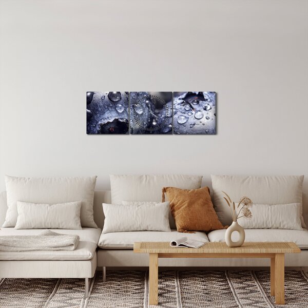 Obraz ovoce s kapkami vody (s hodinami) (90x30 cm)