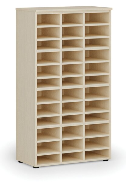 Třídicí regál PRIMO WOOD, 800 x 420 x 1434 mm, 36 přihrádek, bříza