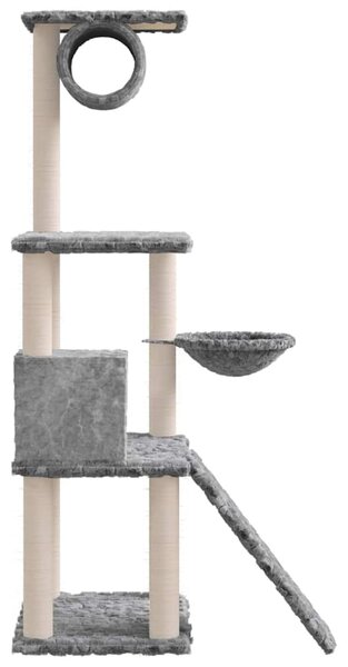 Škrabadlo pro kočky se sisalovými sloupky světle šedé 131 cm 171604