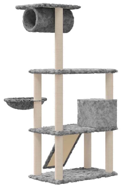 Škrabadlo pro kočky se sisalovými sloupky světle šedé 131 cm 171604