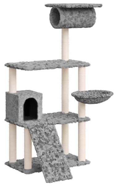Škrabadlo pro kočky se sisalovými sloupky světle šedé 131 cm 171604