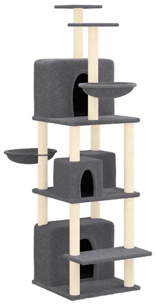Škrabadlo pro kočky se sisalovými sloupky tmavě šedé 180 cm 171602