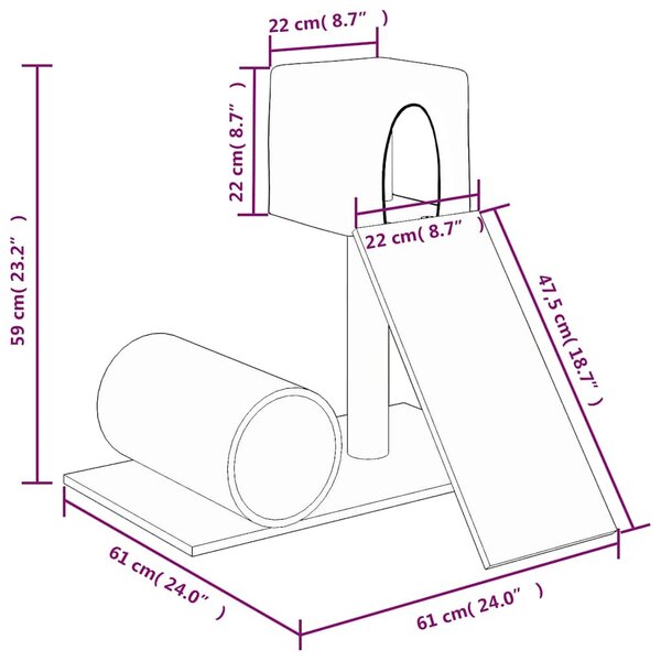 Škrabadlo pro kočky se sisalovým sloupkem světle šedé 59 cm 171607