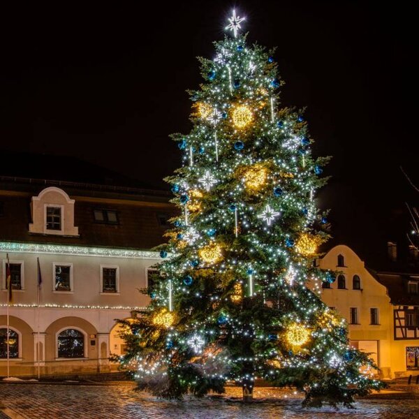 LED světelná koule, teple bílá, pr. 40 cm, černý kabel