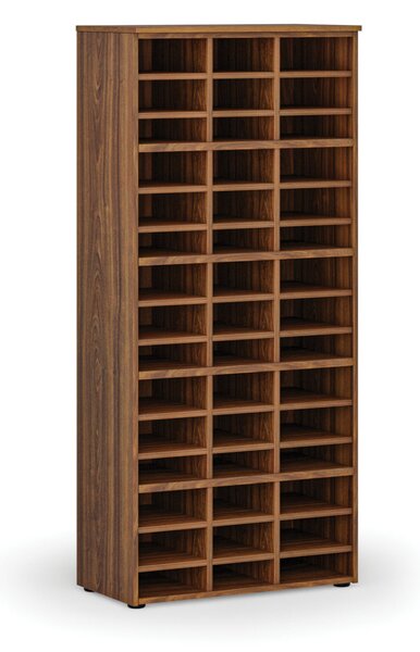 Třídicí regál PRIMO WOOD, 800 x 420 x 1781 mm, 45 přihrádek, ořech