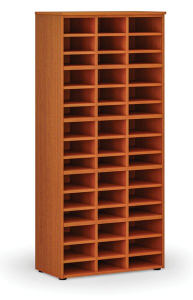 Třídicí regál PRIMO WOOD, 800 x 420 x 1781 mm, 45 přihrádek, třešeň