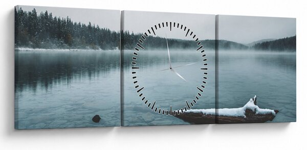 Obraz - ledové severské jezero (s hodinami) (90x30 cm)