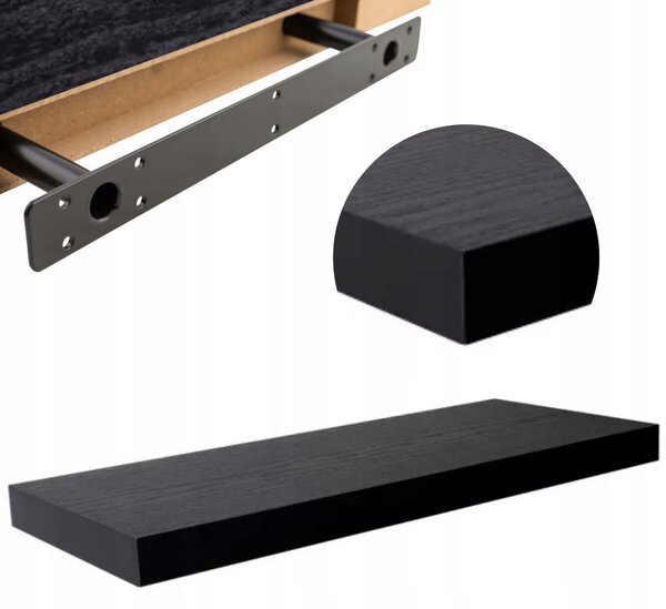 Police z MDF desky Velano 80 x 23,5 cm černá dřevo