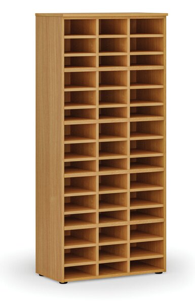 Třídicí regál PRIMO WOOD, 800 x 420 x 1781 mm, 45 přihrádek, buk