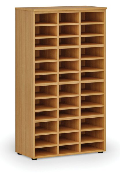Třídicí regál PRIMO WOOD, 800 x 420 x 1434 mm, 36 přihrádek, buk