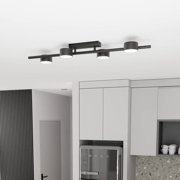 EMIBIG LIGHTING Stropní bodové světlo Bet, délka 80 cm, černé, kov, 4-bodové., stmívatelný, Černá, Obývací pokoj / jídelna, kov, Moderní