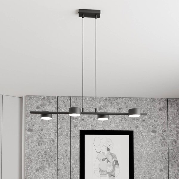 EMIBIG LIGHTING Stropní bodové světlo Sora, délka 80 cm, kov, 4-bodové., stmívatelný, Černá, Obývací pokoj / jídelna, kov, Moderní