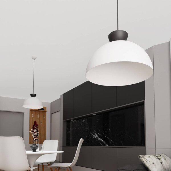 EMIBIG LIGHTING Závěsné světlo Lunaro, bílé, Ø 40 cm, kov, stmívatelný, Bílá / opál, Obývací pokoj / jídelna, kov, Moderní