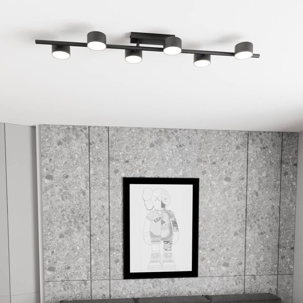 EMIBIG LIGHTING Stropní bodové světlo Bet, délka 100 cm, černé, kovové, 6-bodové., stmívatelný, Černá, Obývací pokoj / jídelna, kov, Moderní