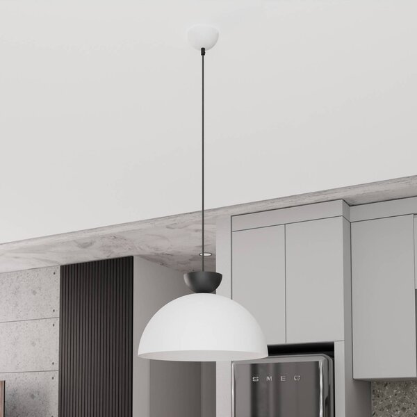 EMIBIG LIGHTING Závěsné světlo Lunaro, bílé, Ø 40 cm, kov, stmívatelný, Bílá / opál, Obývací pokoj / jídelna, kov, Moderní